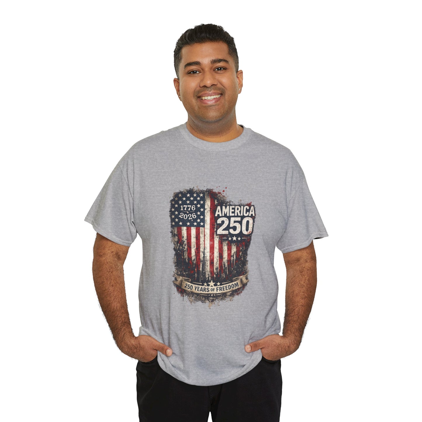America 250 Distressed Flag Shirt – 1776–2026 250 Years of Freedom Patriotic Tee