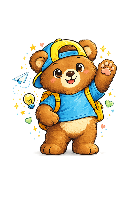 Milo the Bear™ official character of Tiny Trouble Club™ kids apparel by DJ’s Giggle Wear