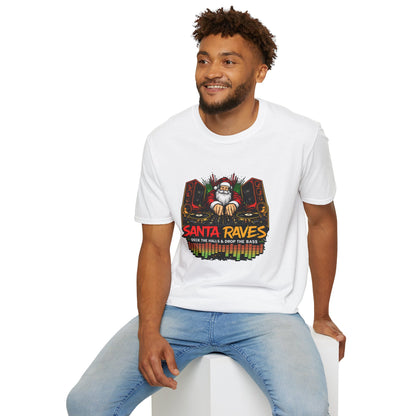 Santa Raves DJ Christmas Shirt | Funny Holiday DJ Graphic Tee