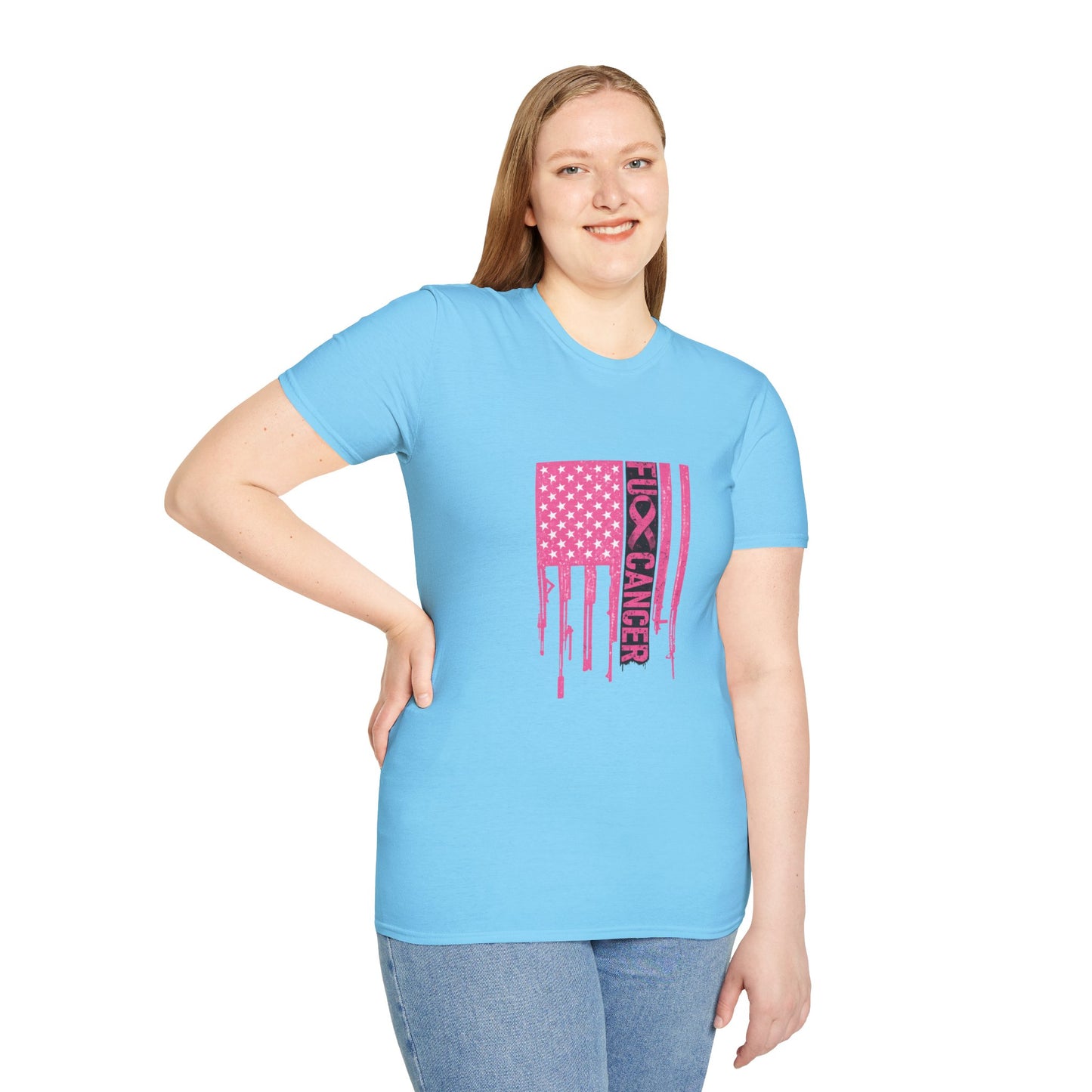 Breast Cancer Awareness Flag T-Shirt — Pink "Kick Cancer" Drip Design