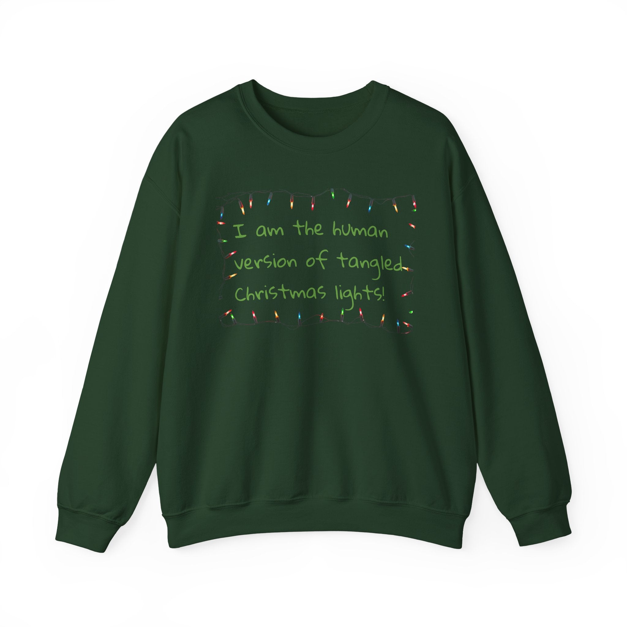 Funny Christmas Sweatshirt – “Tangled Christmas Lights” Holiday Humor