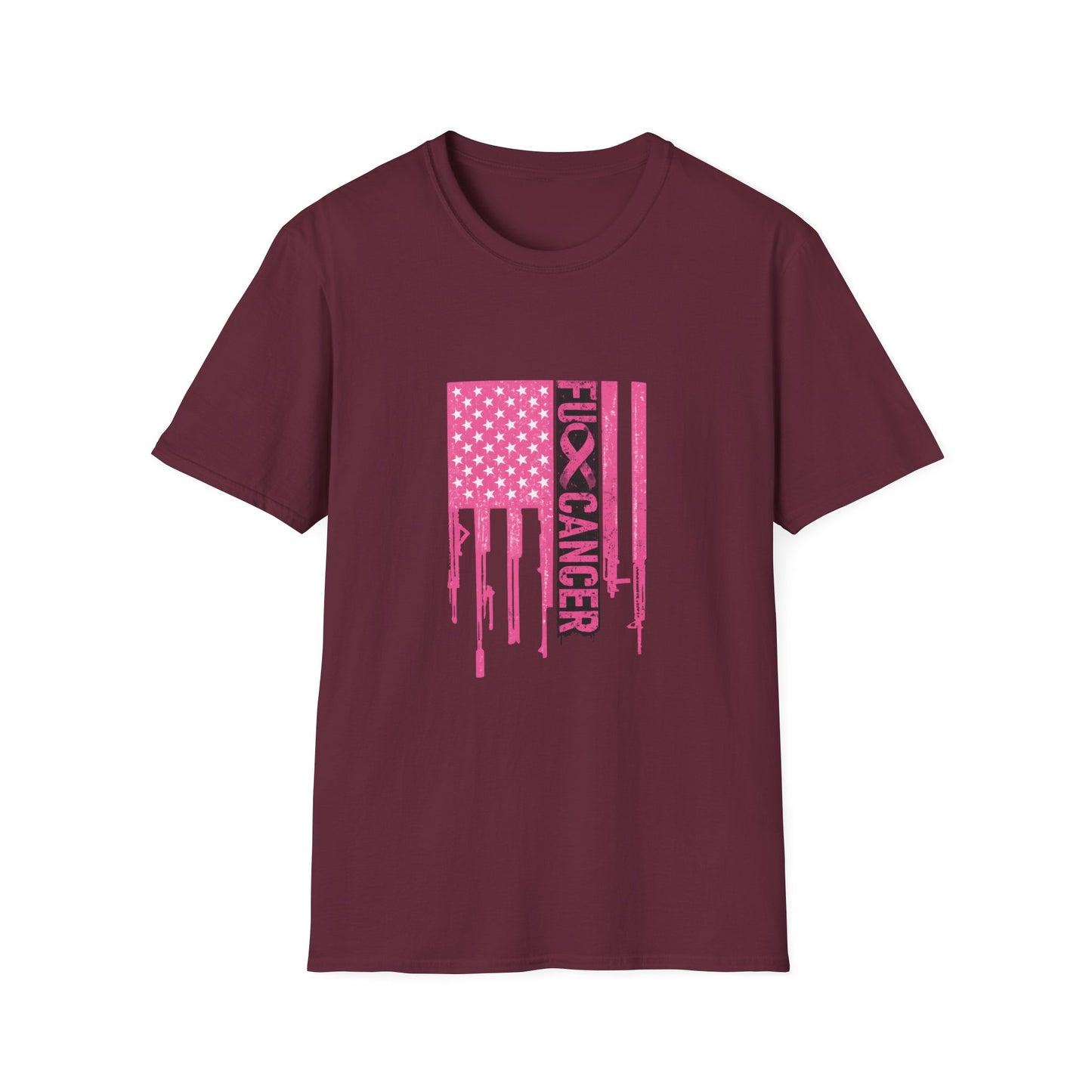 Breast Cancer Awareness Flag T-Shirt — Pink "Kick Cancer" Drip Design
