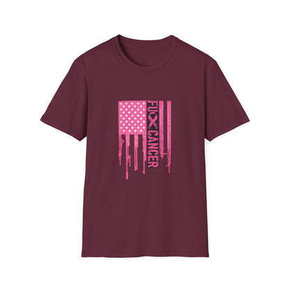 Breast Cancer Awareness Flag T-Shirt — Pink "Kick Cancer" Drip Design