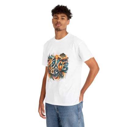 PEACE Watercolor Dove & Sunrise Shirt – Boho Groovy Typography Tee