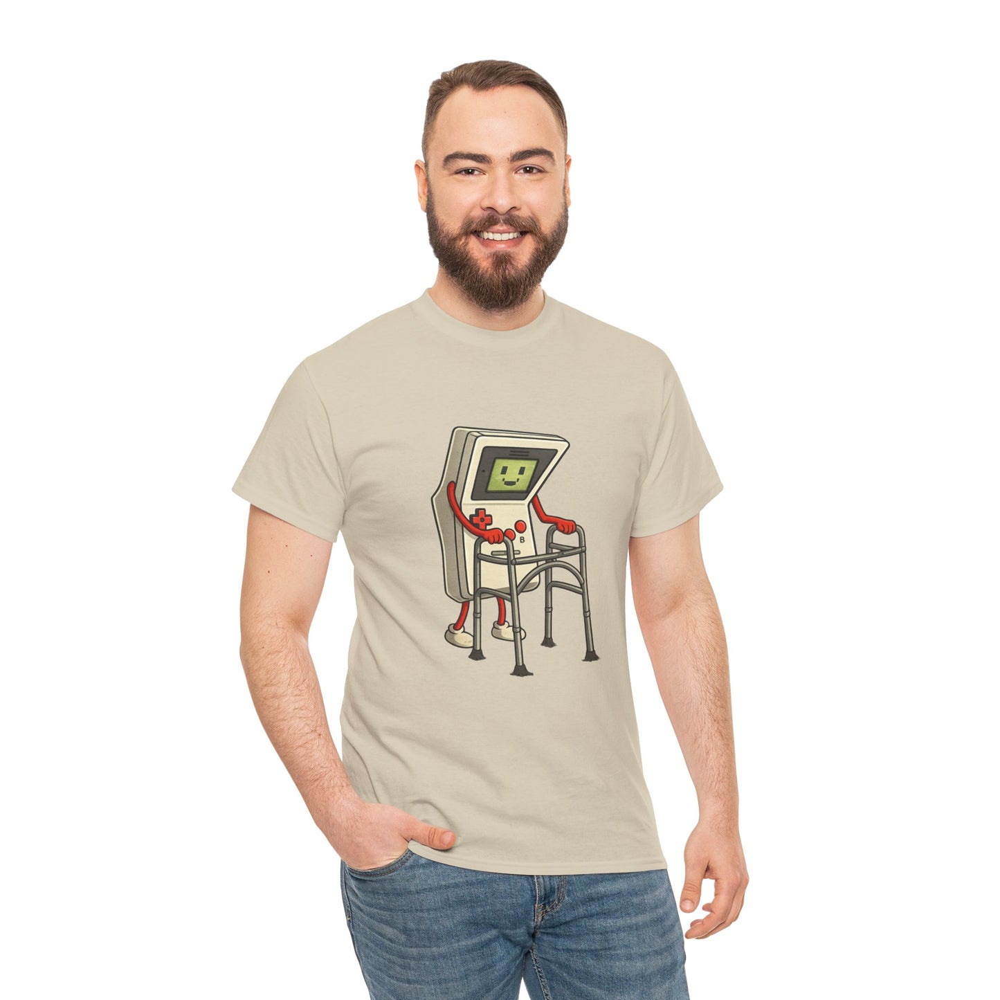 Aging Retro Gamer With Walker – Funny Old School Gamer Shirt