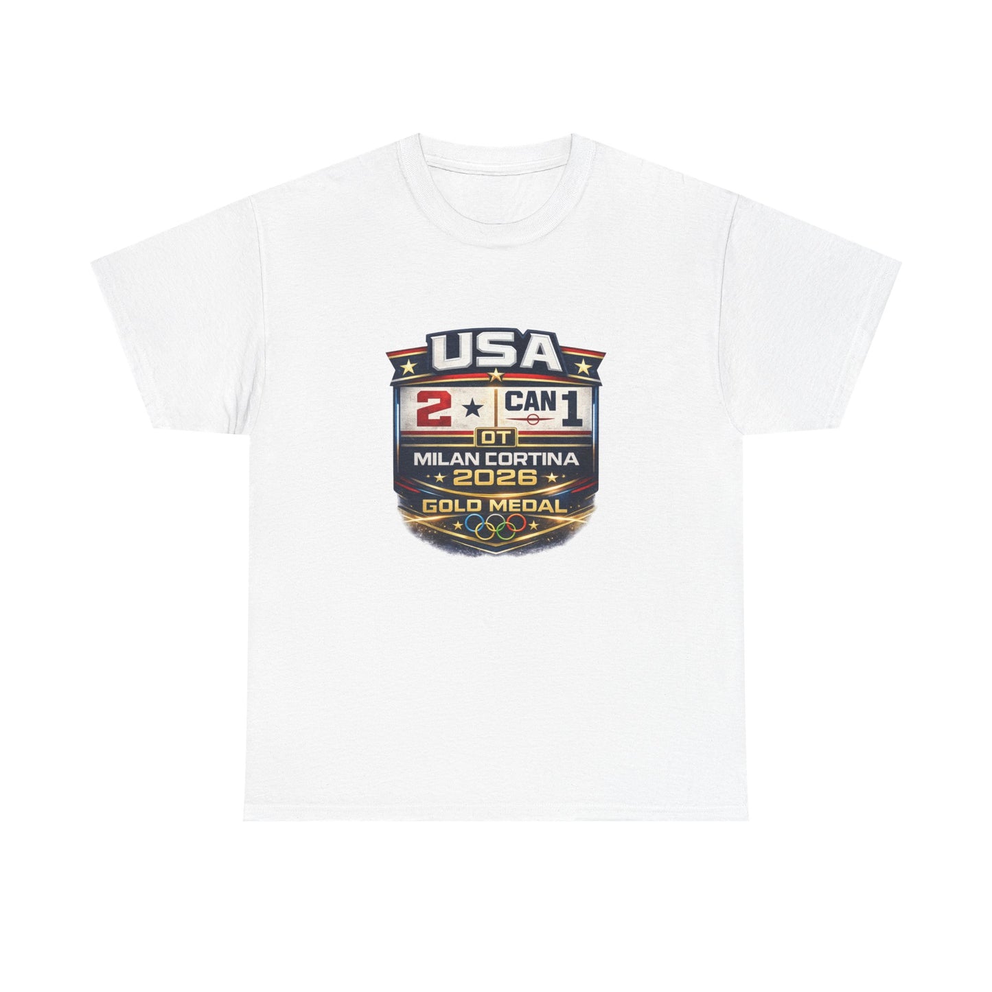 USA Hockey Gold 2026 T-Shirt – 2-1 OT Victory in Milan