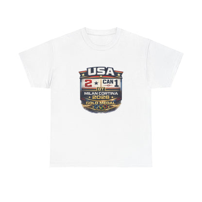 USA Hockey Gold 2026 T-Shirt – 2-1 OT Victory in Milan