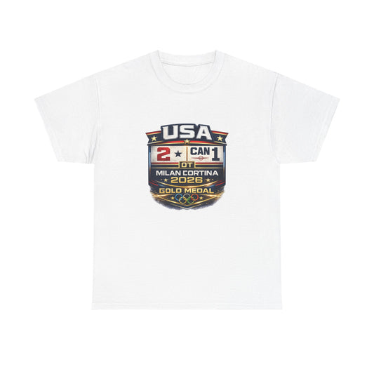USA Hockey Gold 2026 T-Shirt – 2-1 OT Victory in Milan