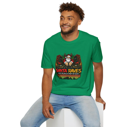 Santa Raves DJ Christmas Shirt | Funny Holiday DJ Graphic Tee