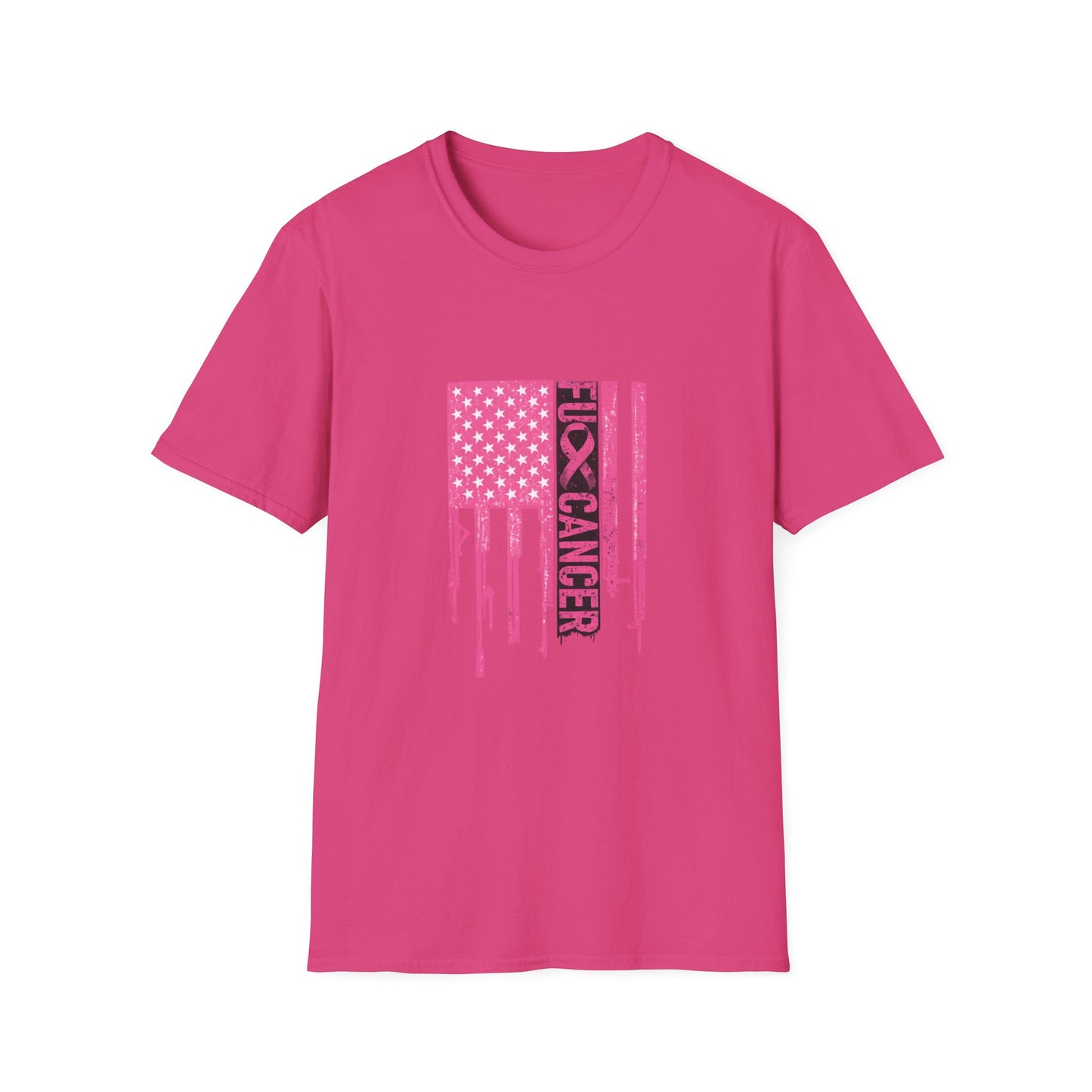 Breast Cancer Awareness Flag T-Shirt — Pink "Kick Cancer" Drip Design