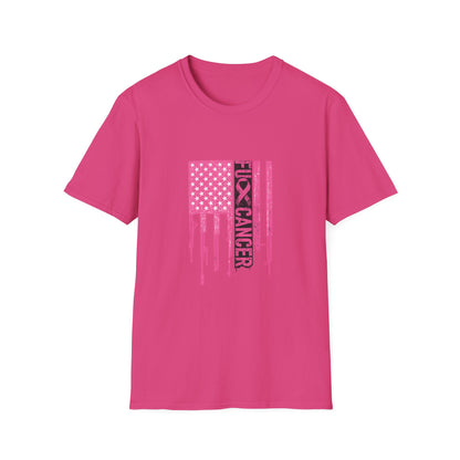Breast Cancer Awareness Flag T-Shirt — Pink "Kick Cancer" Drip Design