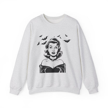 Vintage Halloween Woman Sweatshirt | Retro Bat Graphic Spooky Season Crewneck