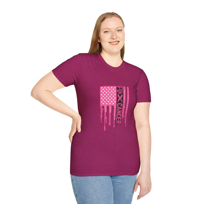 Breast Cancer Awareness Flag T-Shirt — Pink "Kick Cancer" Drip Design