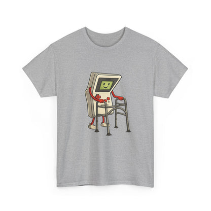 Aging Retro Gamer With Walker – Funny Old School Gamer Shirt