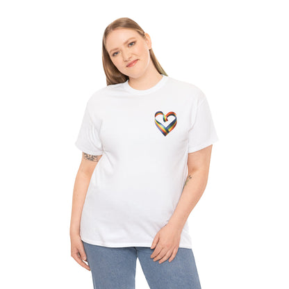 Minimalist Pride Heart T-Shirt – Subtle LGBTQ+ Rainbow Graphic Tee