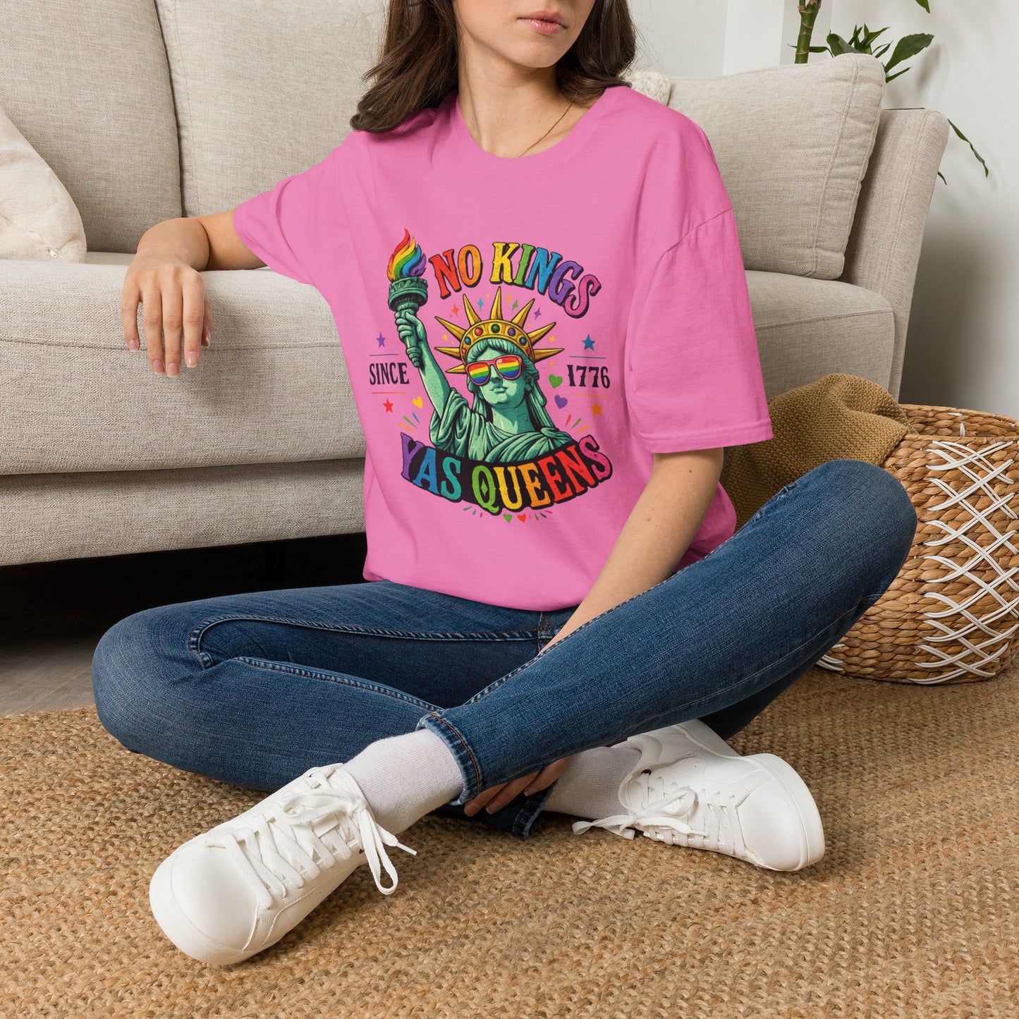 No Kings Since 1776 Yas Queens LGBTQ Pride Shirt | Statue of Liberty Rainbow Tee
