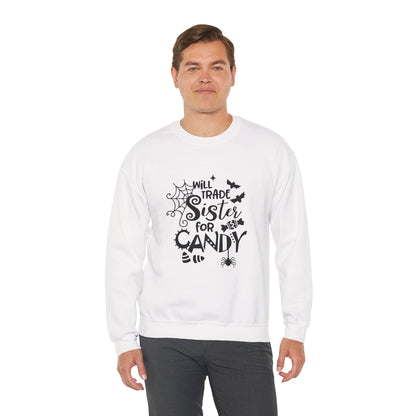 Will Trade Sister for Candy Halloween Sweatshirt – Funny Graphic Crewneck