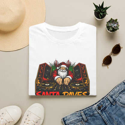 Santa Raves DJ Christmas Shirt | Funny Holiday DJ Graphic Tee