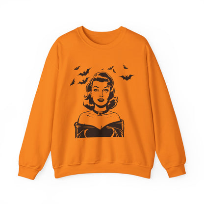 Vintage Halloween Woman Sweatshirt | Retro Bat Graphic Spooky Season Crewneck