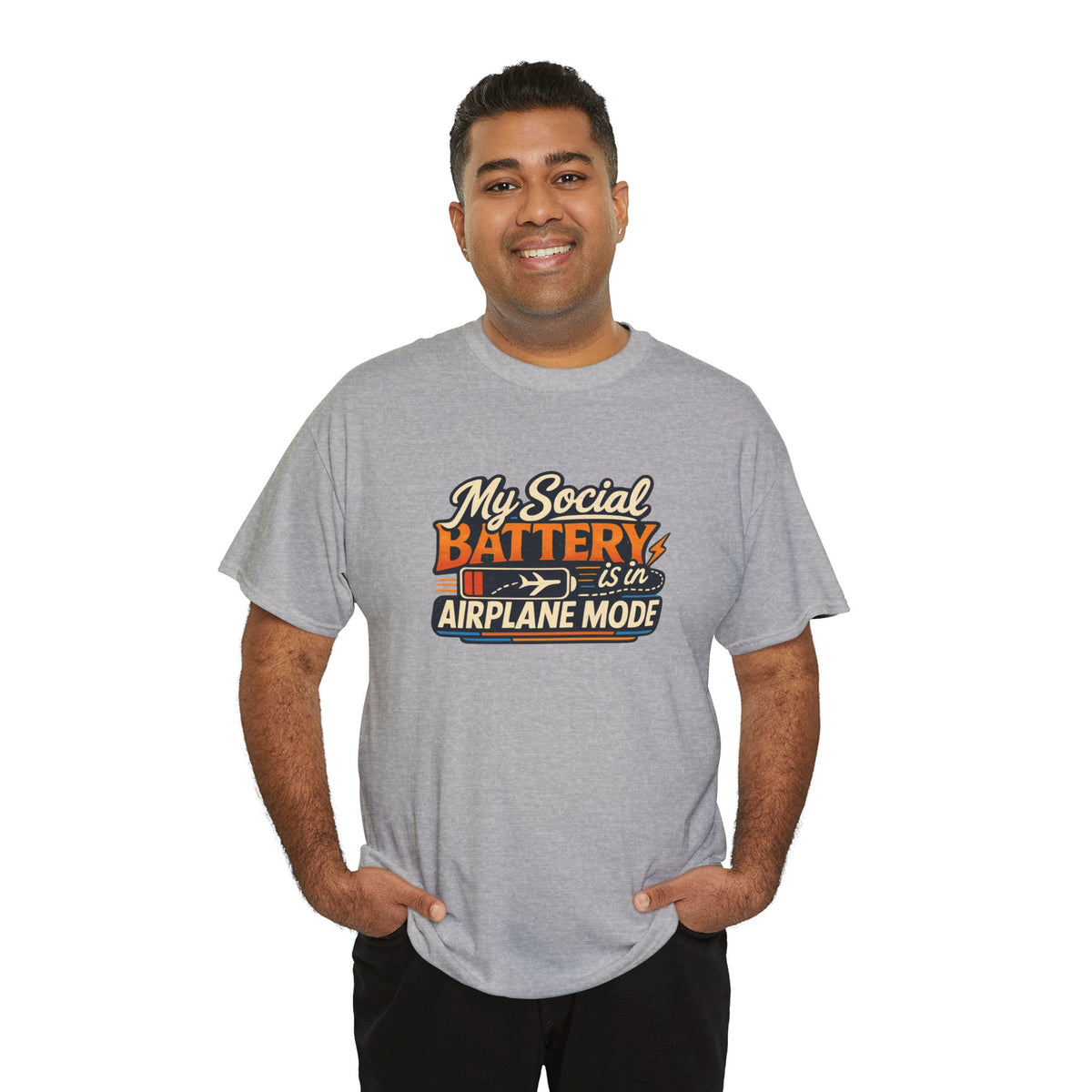 Airplane Mode Tee - "My Social Battery Is In Airplane Mode" Graphic Shirt