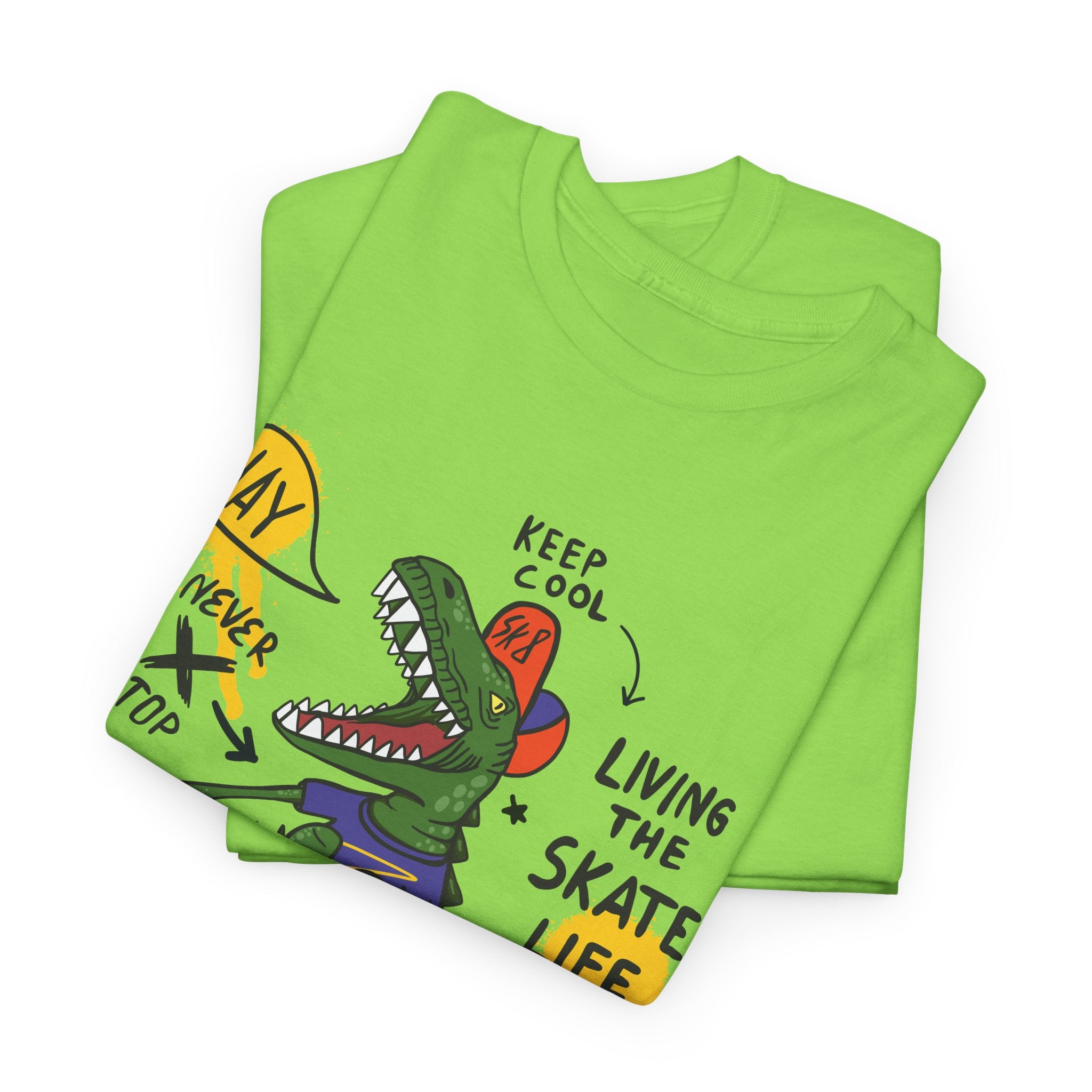Dinosaur Skateboard T-Shirt – “Living the Skate Life” Graphic Tee