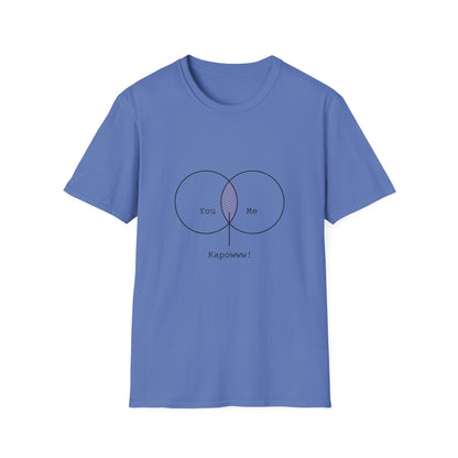 You + Me = Kapowww! T-Shirt – Funny Geek Love Venn Diagram Tee