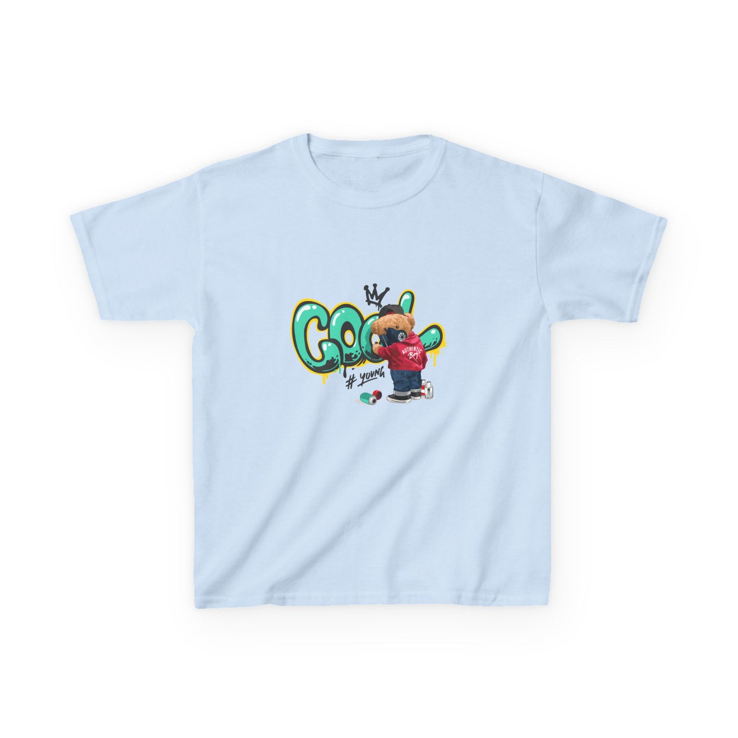 COOL Teddy Bear Graphic Kids' T-Shirt – "Authentic Boy" for Little Trendsetters!