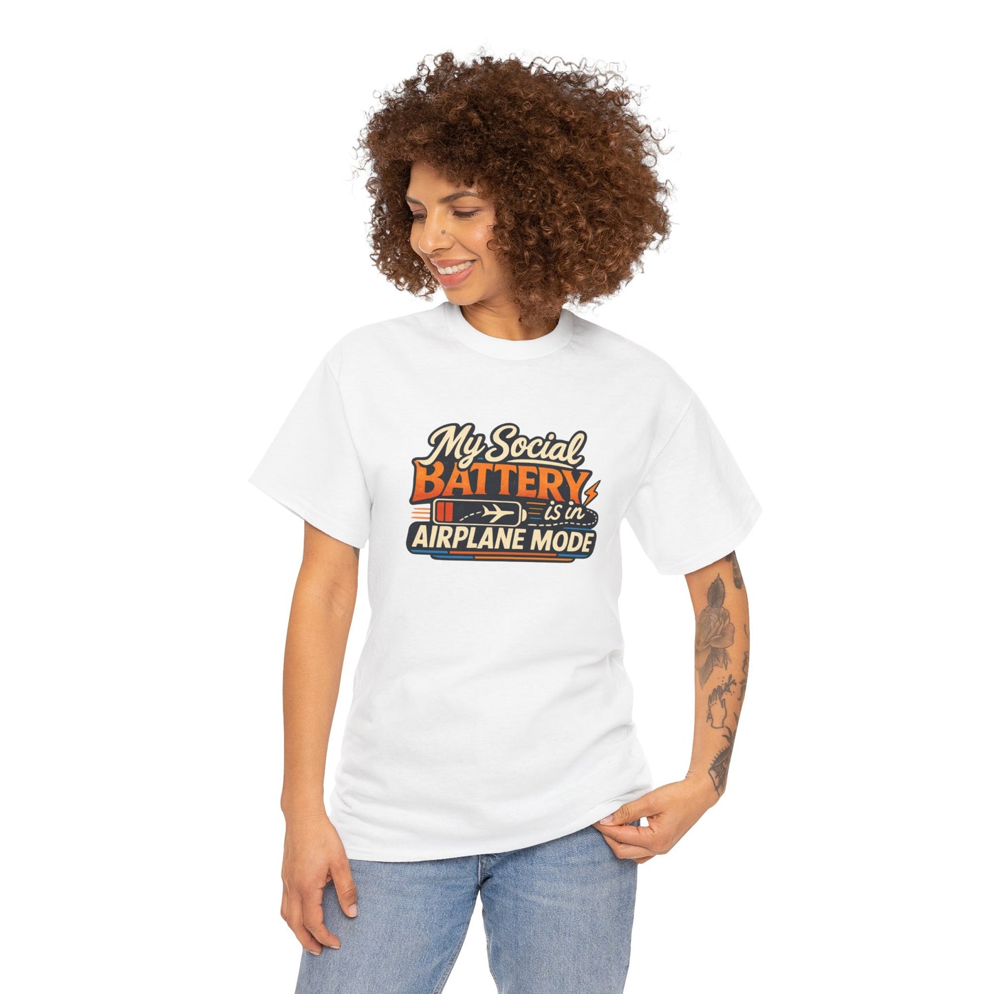 Airplane Mode Tee - "My Social Battery Is In Airplane Mode" Graphic Shirt