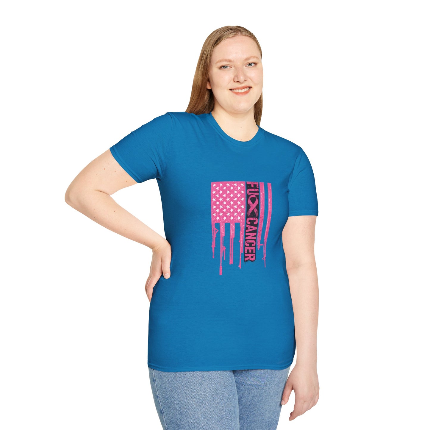 Breast Cancer Awareness Flag T-Shirt — Pink "Kick Cancer" Drip Design