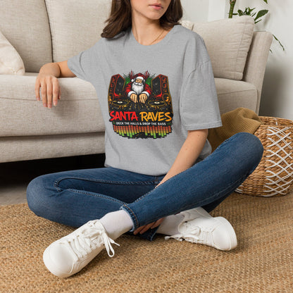 Santa Raves DJ Christmas Shirt | Funny Holiday DJ Graphic Tee