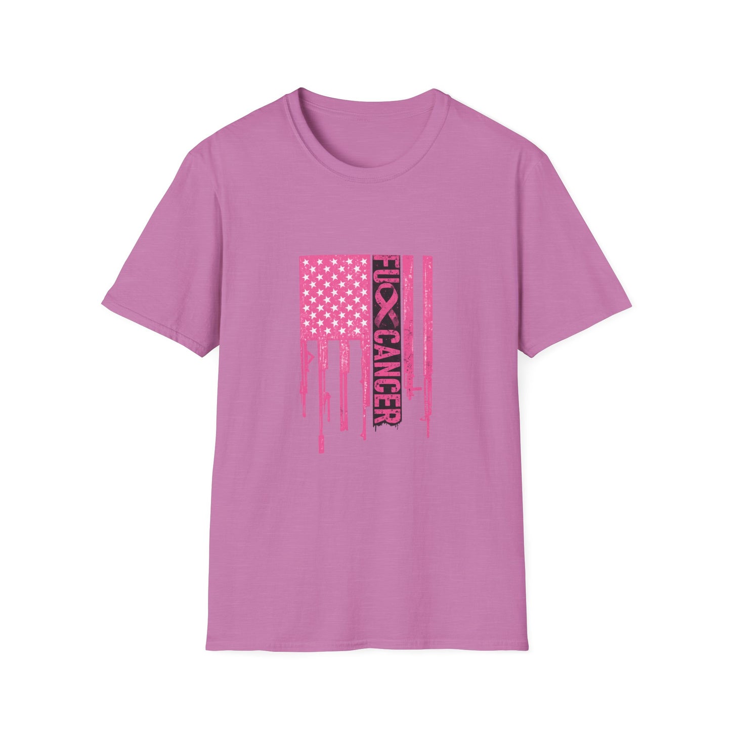 Breast Cancer Awareness Flag T-Shirt — Pink "Kick Cancer" Drip Design