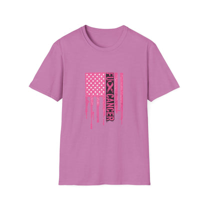 Breast Cancer Awareness Flag T-Shirt — Pink "Kick Cancer" Drip Design