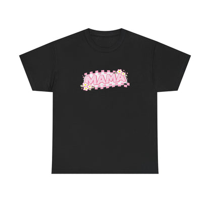Mama Checkerboard Shirt – Trendy Floral Mom Tee