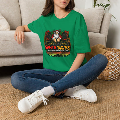 Santa Raves DJ Christmas Shirt | Funny Holiday DJ Graphic Tee