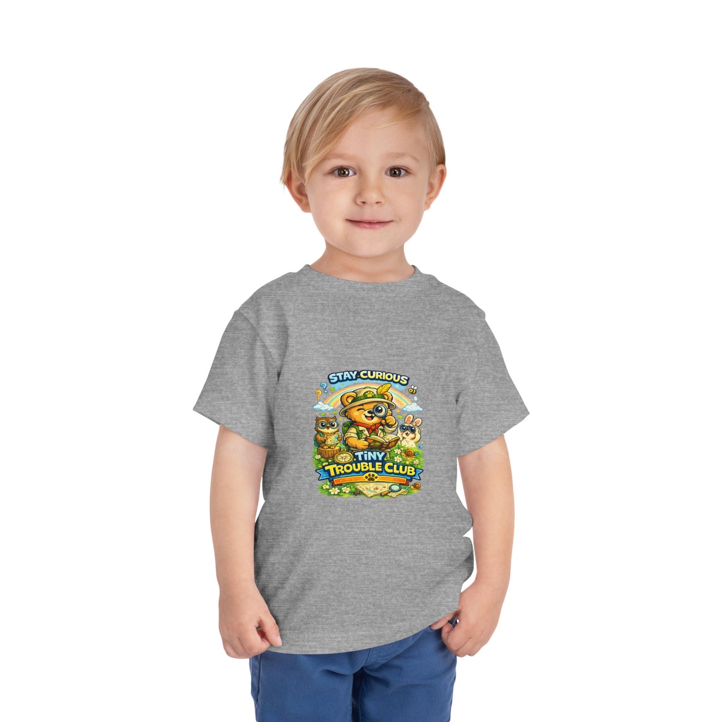 Curious Bear Kids Shirt – Tiny Trouble Club Explorer Toddler Graphic Tee