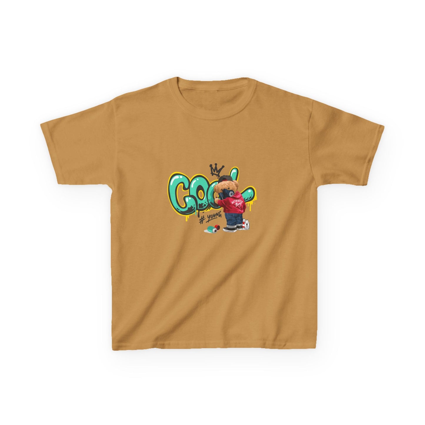 COOL Teddy Bear Graphic Kids' T-Shirt – "Authentic Boy" for Little Trendsetters!