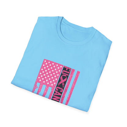 Breast Cancer Awareness Flag T-Shirt — Pink "Kick Cancer" Drip Design