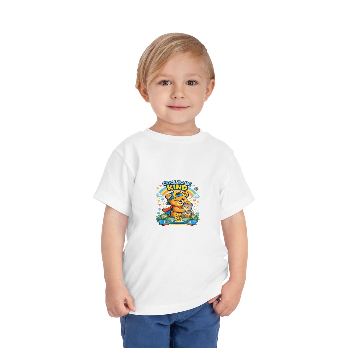 Kind Bear Kids Shirt – Tiny Trouble Club Positive Message Toddler Graphic Tee