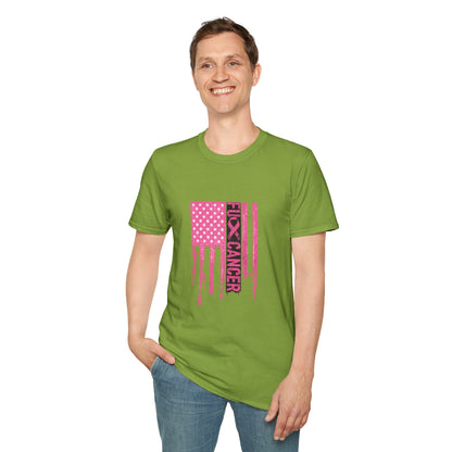 Breast Cancer Awareness Flag T-Shirt — Pink "Kick Cancer" Drip Design
