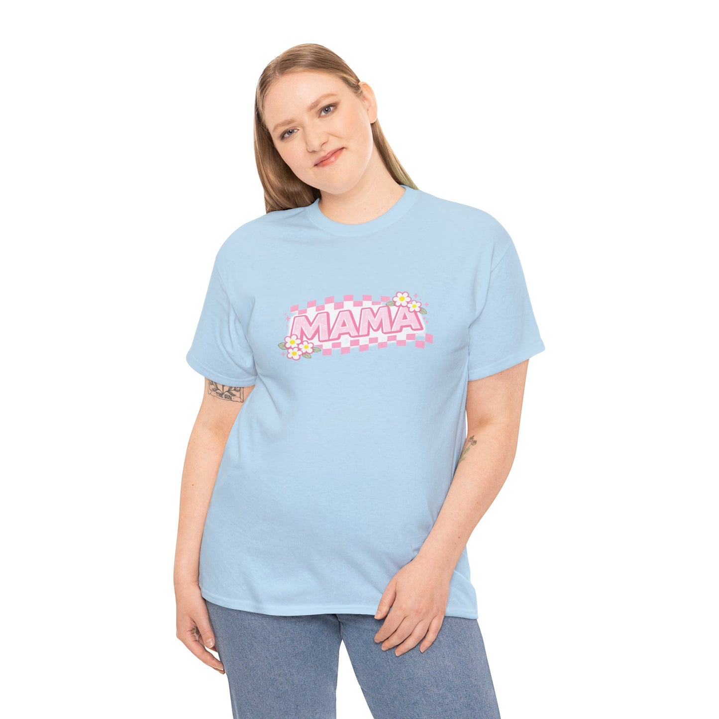 Mama Checkerboard Shirt – Trendy Floral Mom Tee