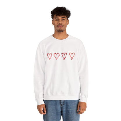 Candy Cane Hearts Sweatshirt – Sweet and Cozy Christmas Holiday Pullover