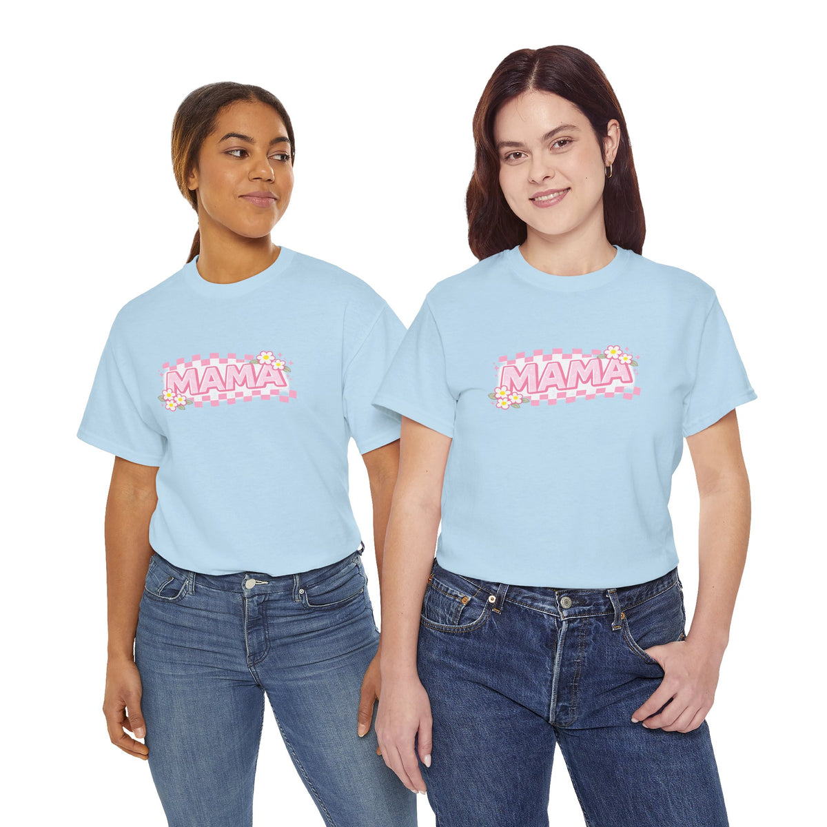 Mama Checkerboard Shirt – Trendy Floral Mom Tee