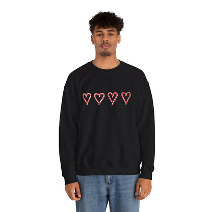 Candy Cane Hearts Sweatshirt – Sweet and Cozy Christmas Holiday Pullover