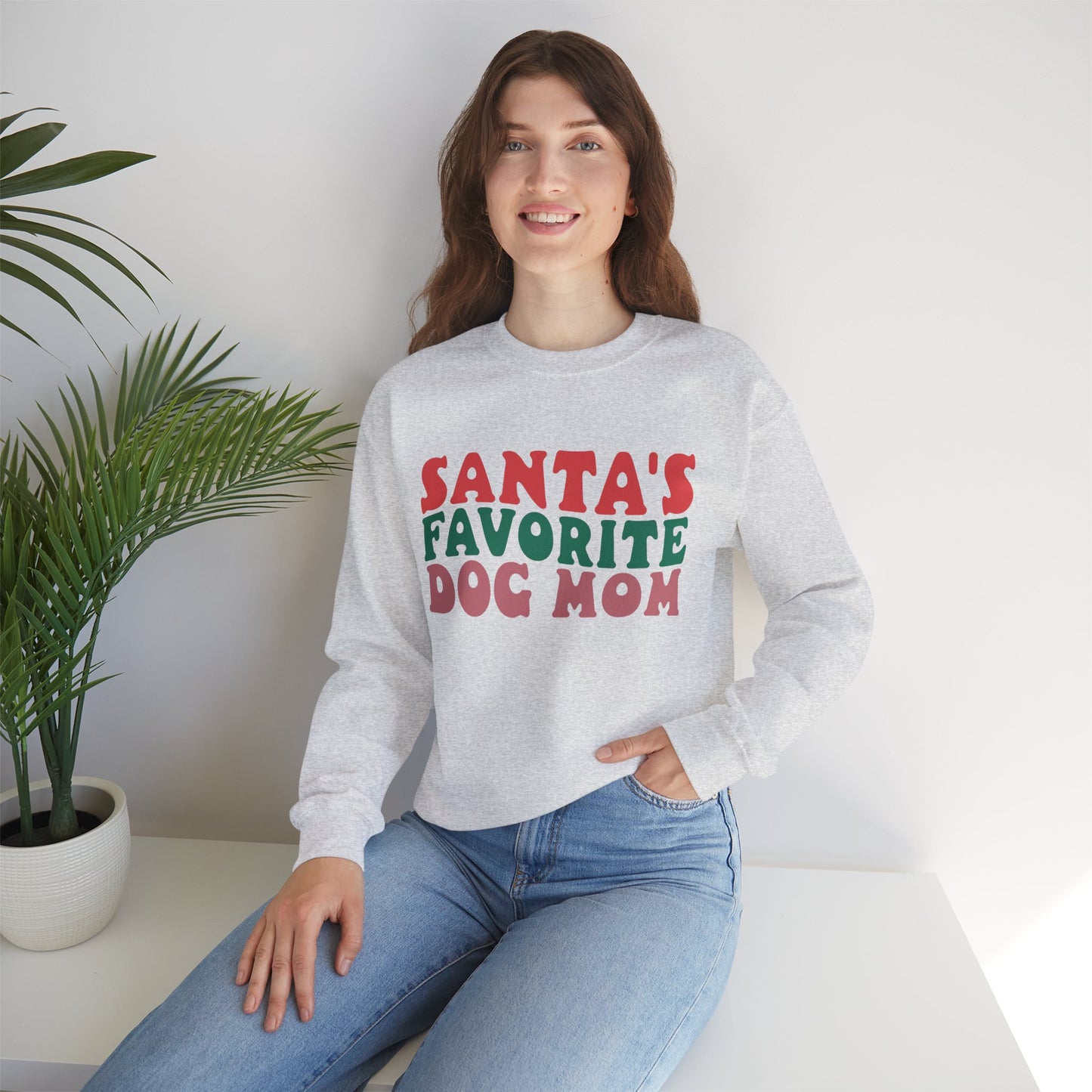 Santa's Favorite Dog Mom Sweatshirt - Cozy Christmas Gift for Dog Moms