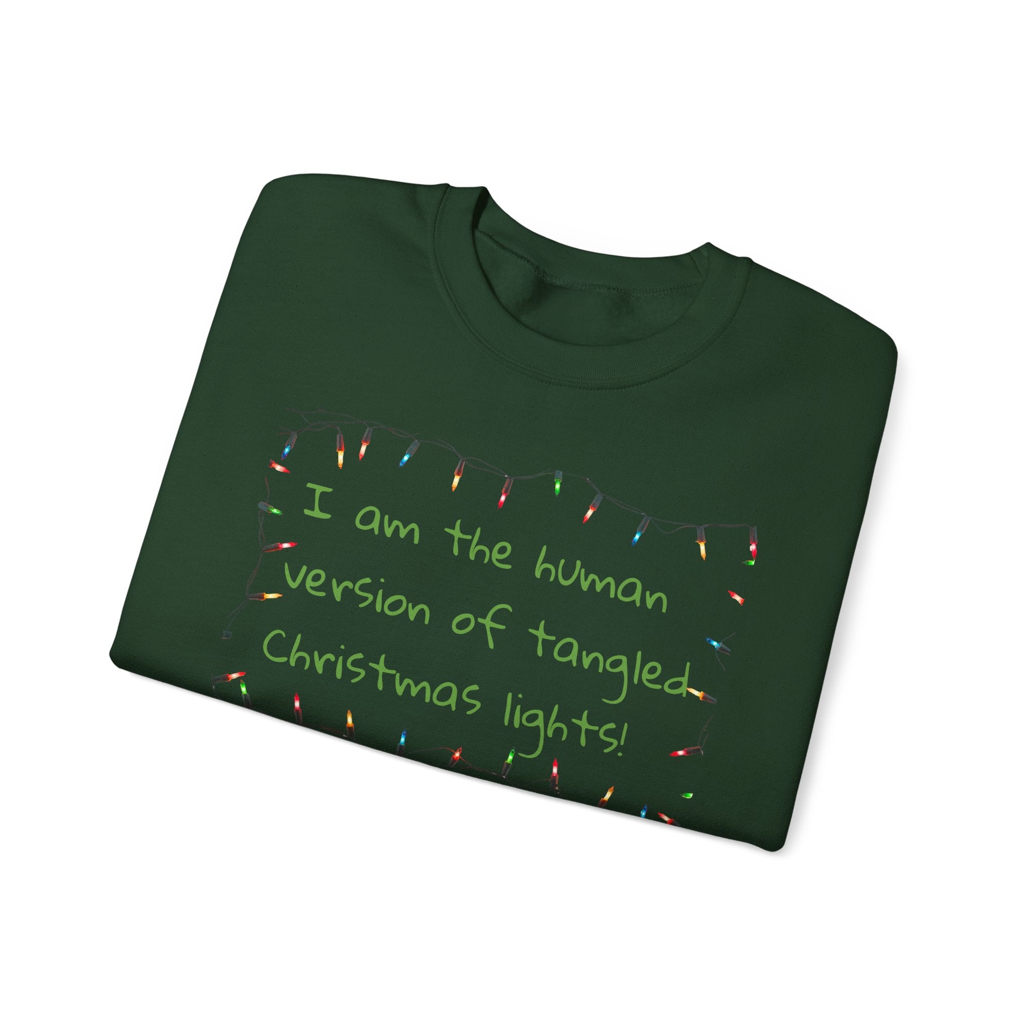 Funny Christmas Sweatshirt – “Tangled Christmas Lights” Holiday Humor