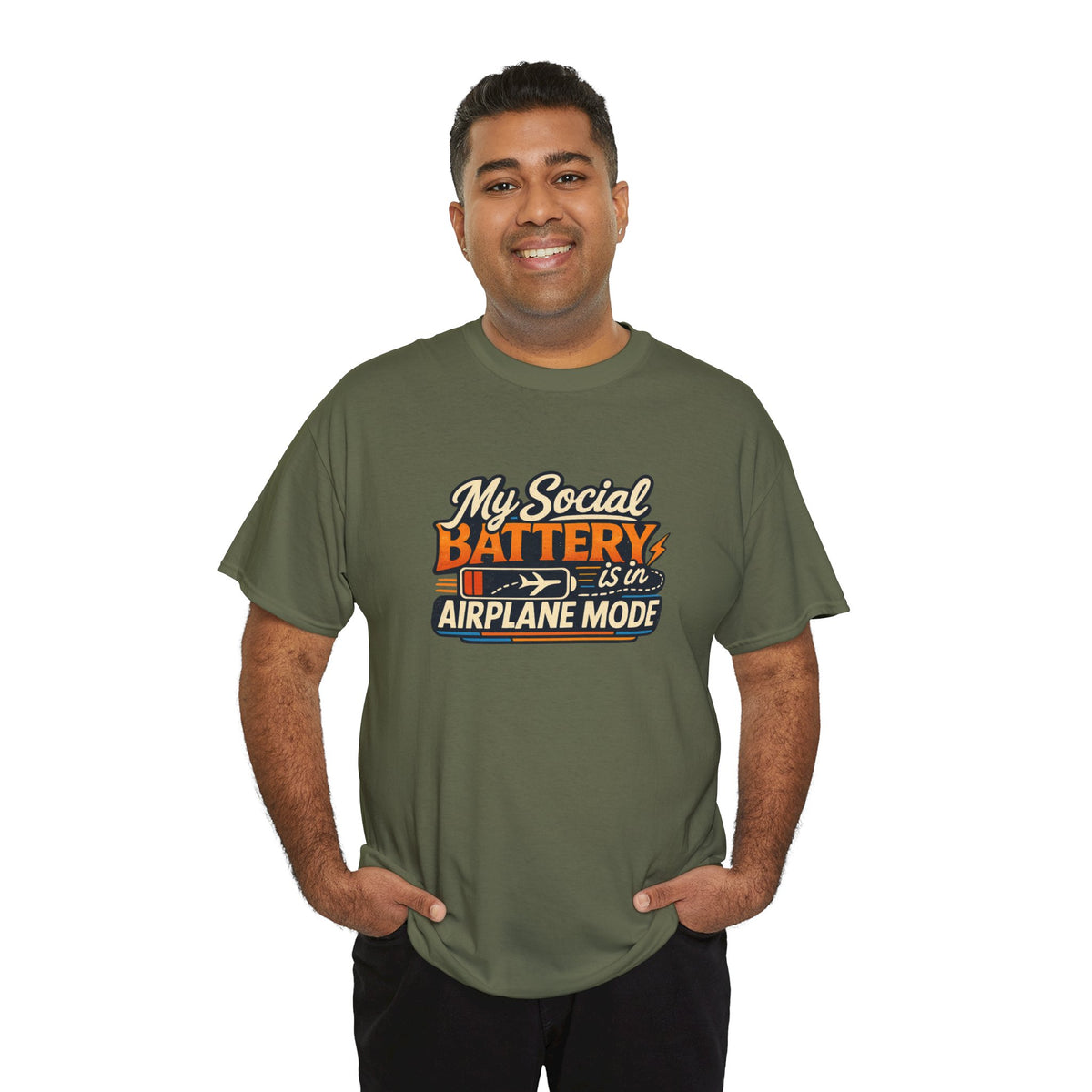 Airplane Mode Tee - "My Social Battery Is In Airplane Mode" Graphic Shirt