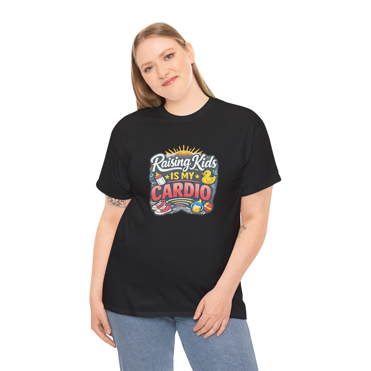 Raising Kids Is My Cardio Shirt – Funny Mom Life Tee