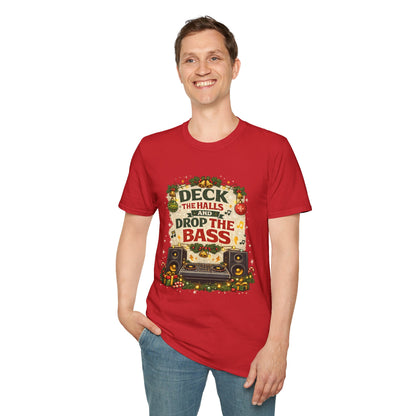 Deck the Halls and Drop the Bass Shirt | Funny DJ Christmas Tee