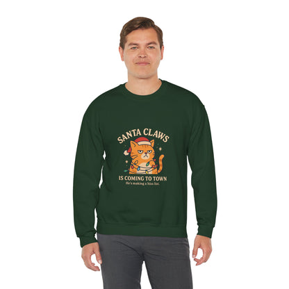Sweatshirt — "Santa Claws is Coming to Town" Cute Cat Christmas Crewneck