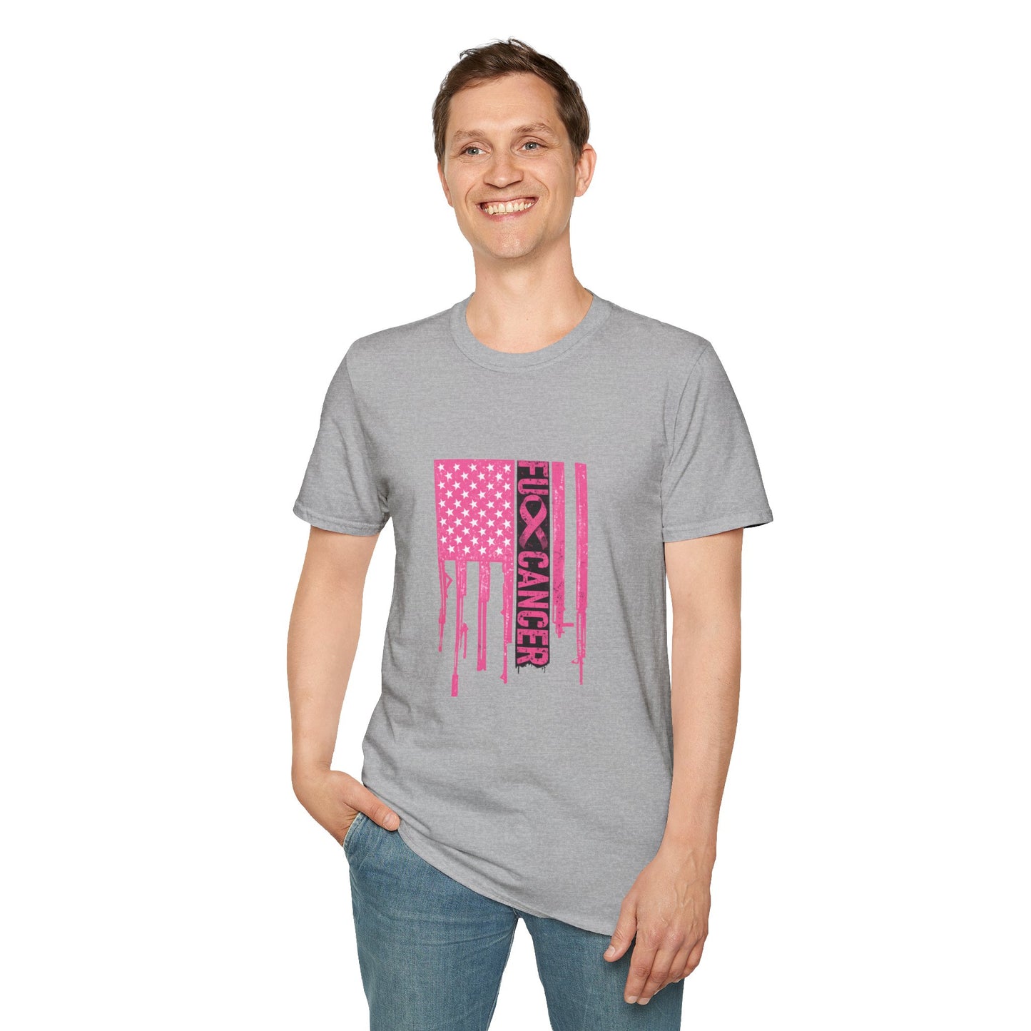 Breast Cancer Awareness Flag T-Shirt — Pink "Kick Cancer" Drip Design